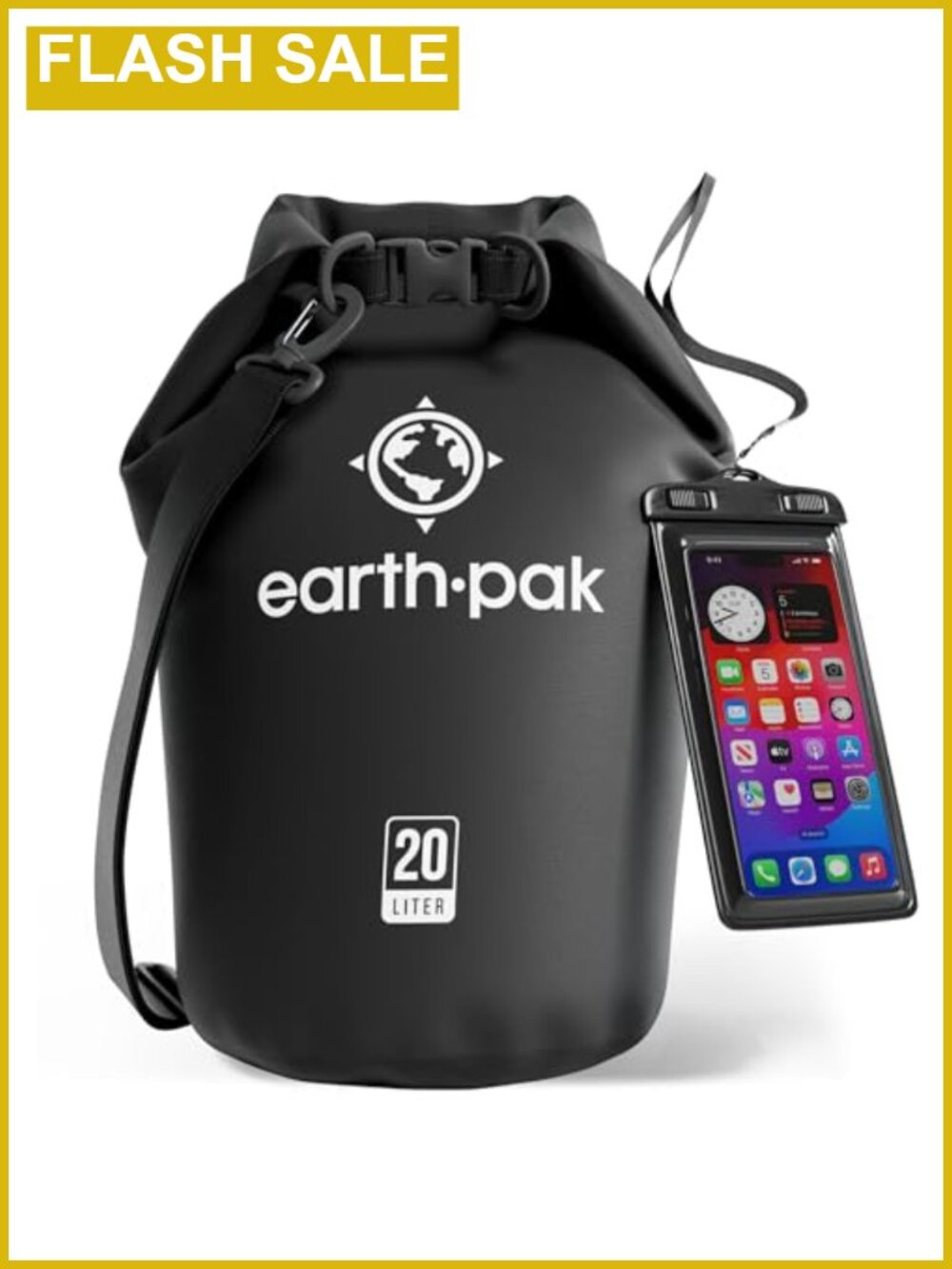 Earth Pak Waterproof Dry Bag Roll Top Kayak Sack w Phone Case